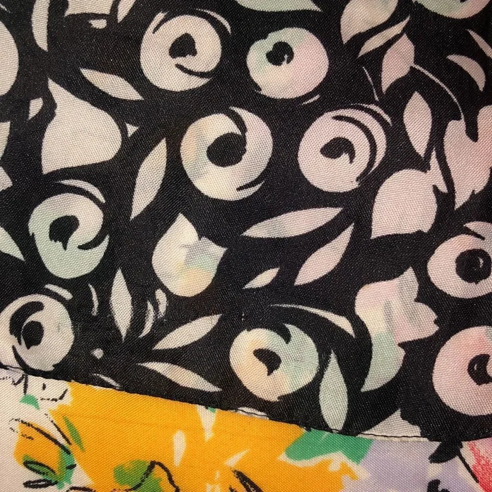 Avon White Black Multicolored Floral Polka Square Scarf